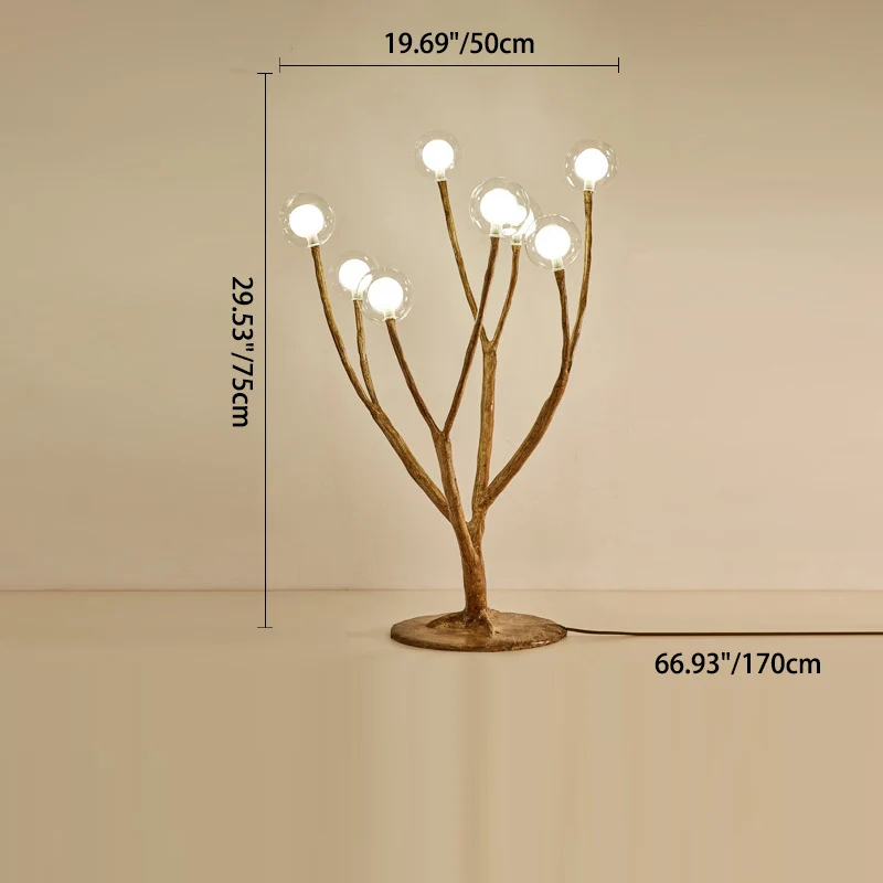 Traditional Japanese Twig Orb Resin Hardware Glass 3/7/8/12/16 Light Table Lamp For Bedroom