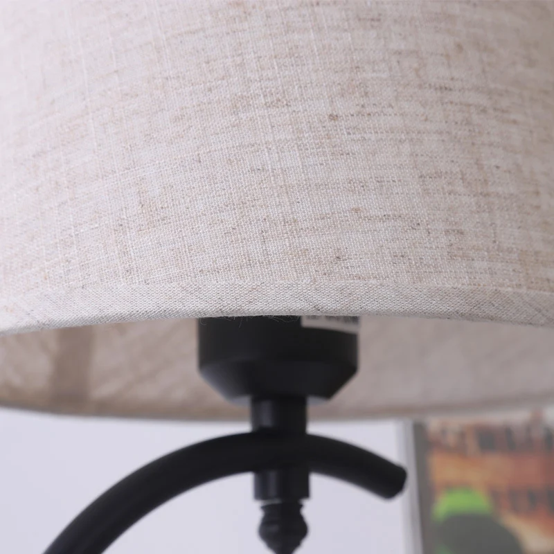 Contemporary Creative Cotton Linen Iron Arc Fan-Shaped 1-Light Table Lamp For Bedroom & Living Room