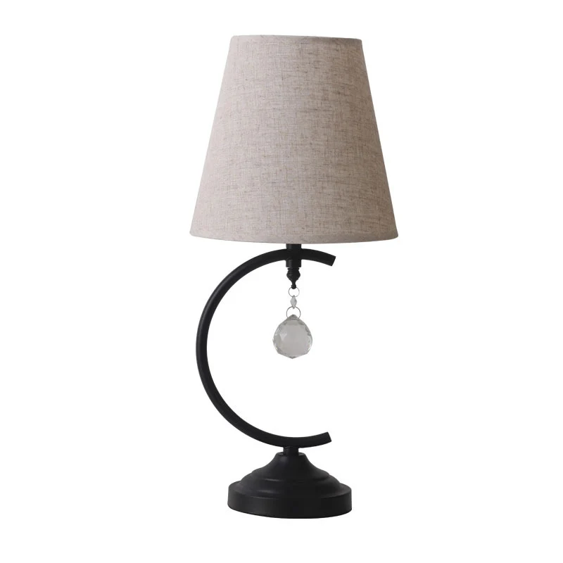Contemporary Creative Cotton Linen Iron Arc Fan-Shaped 1-Light Table Lamp For Bedroom & Living Room
