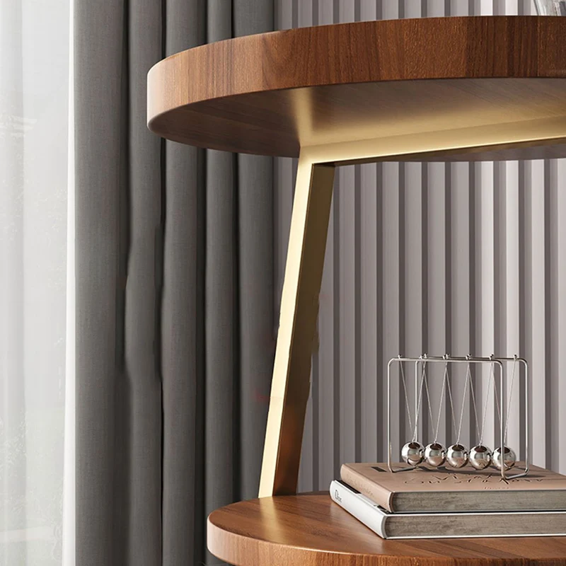 Contemporary Nordic MDF And Metal Round Side Table With 3 Tiers For Living Room
