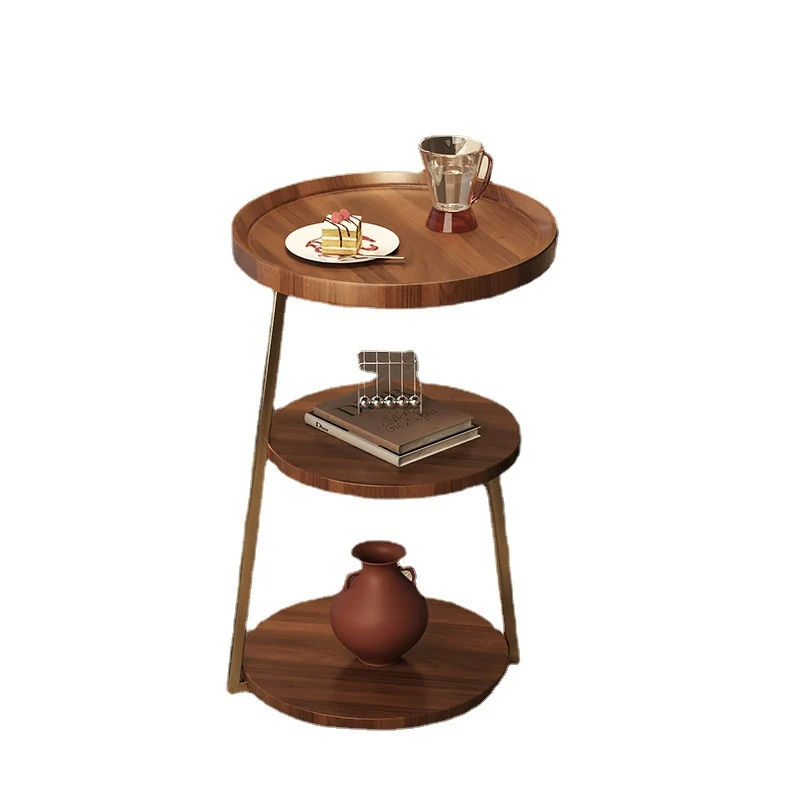 Contemporary Nordic MDF And Metal Round Side Table With 3 Tiers For Living Room