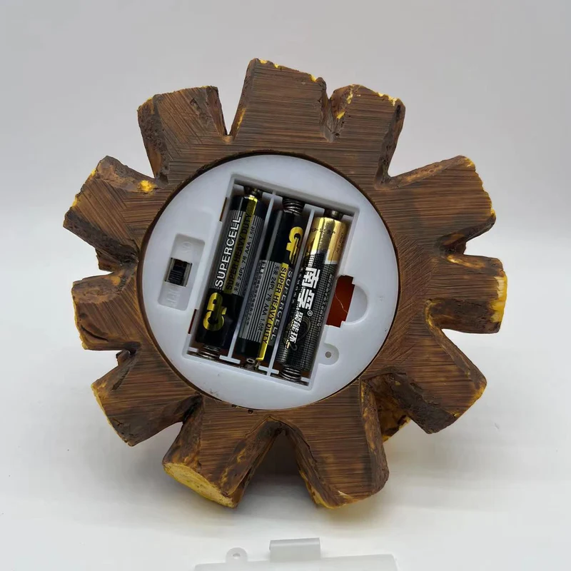 Modern Art Deco Battery Resin Simulated Firewood Flame LED Table Lamp Night Light For Bedroom