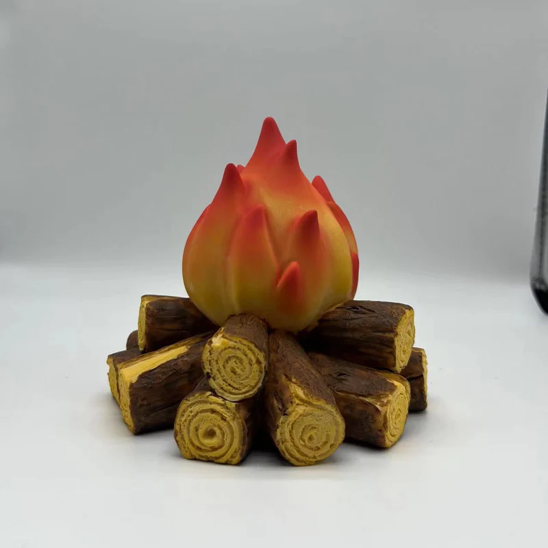 Modern Art Deco Battery Resin Simulated Firewood Flame LED Table Lamp Night Light For Bedroom