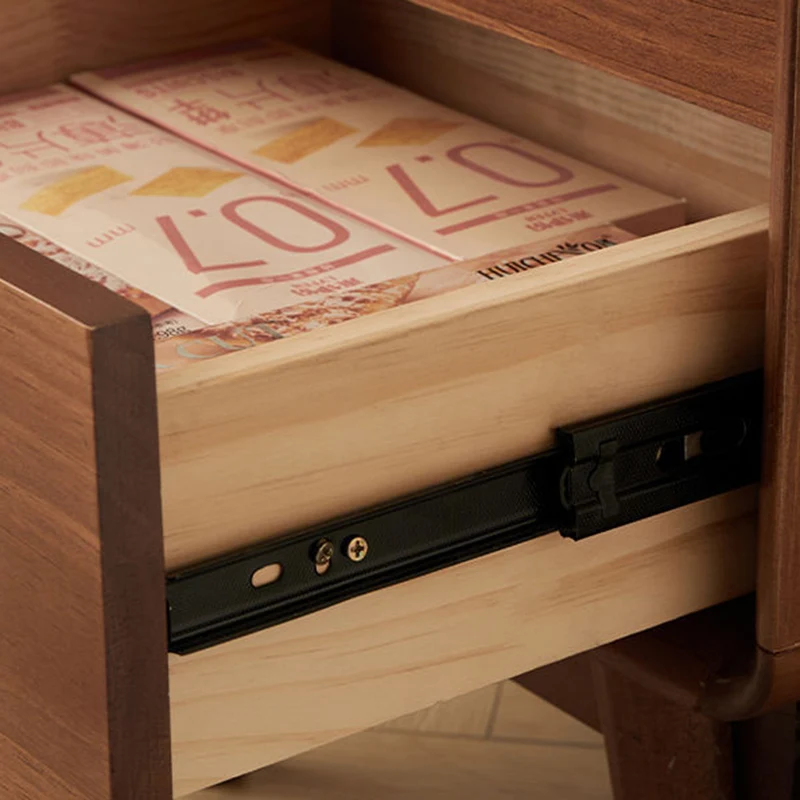 Traditional Japanese Square Plywood Top Nightstand 2-Tier Storage Drawer For Bedroom