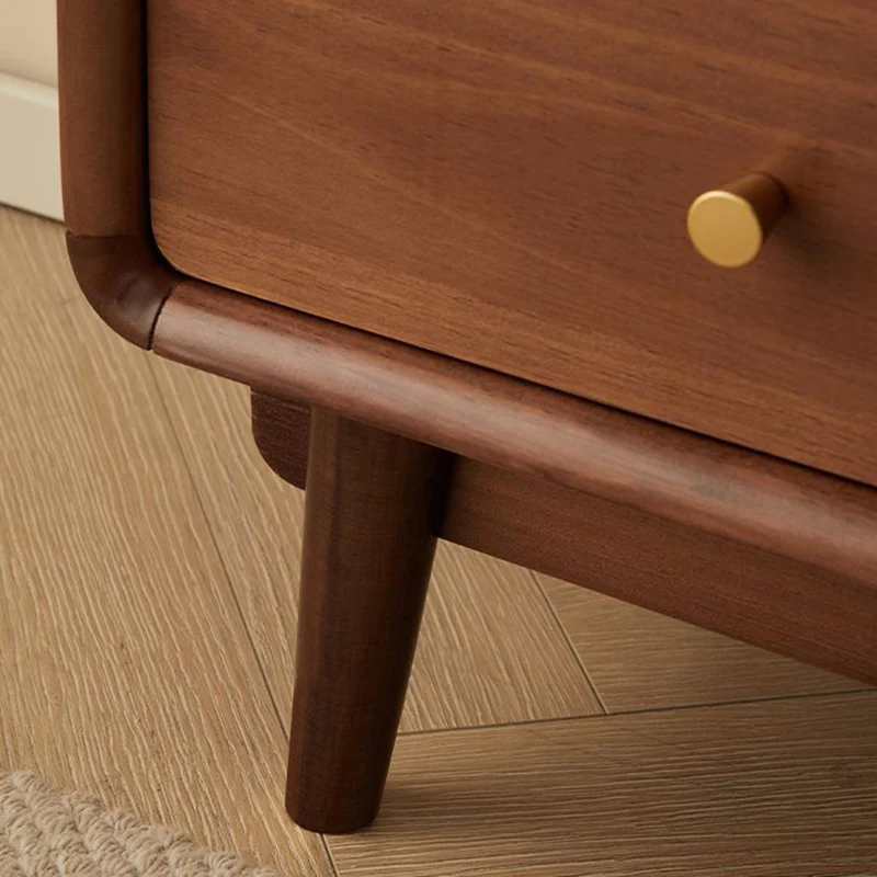 Traditional Japanese Square Plywood Top Nightstand 2-Tier Storage Drawer For Bedroom