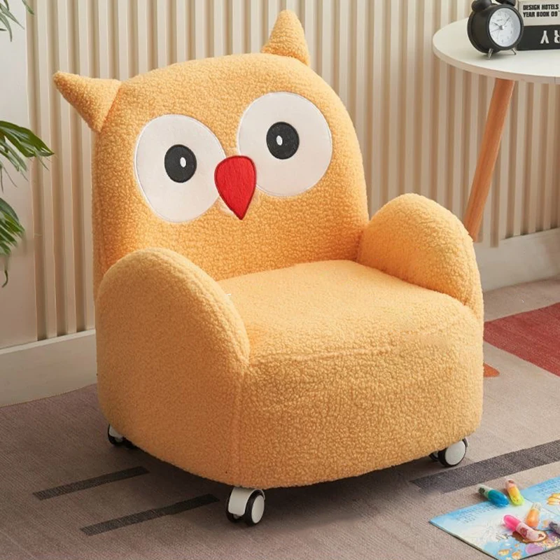 Contemporary Creative Sherpa Fabric & Wood Square Sofa Chair For Kids Living Room & Bedroom