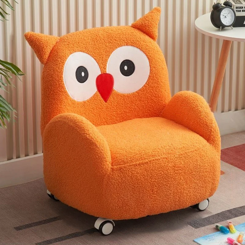 Contemporary Creative Sherpa Fabric & Wood Square Sofa Chair For Kids Living Room & Bedroom