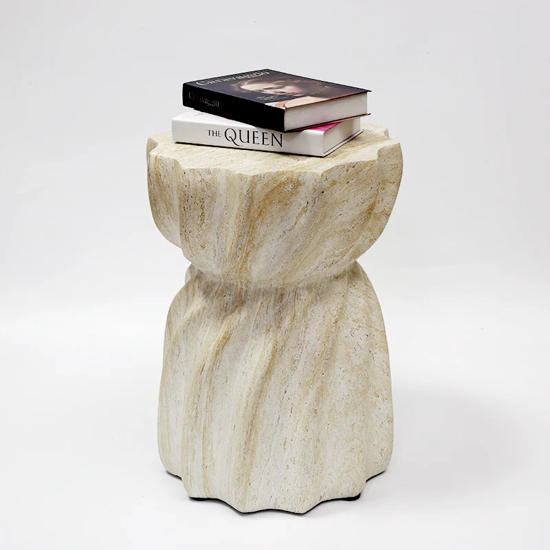 Modern Art Deco Magnesium Oxide Lotus Column End Table For Living Room And Bedroom