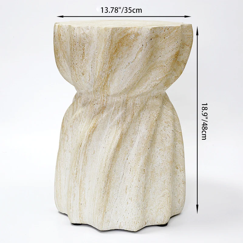 Modern Art Deco Magnesium Oxide Lotus Column End Table For Living Room And Bedroom