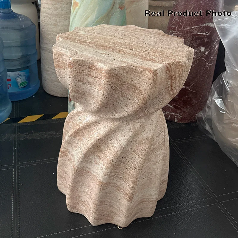 Modern Art Deco Magnesium Oxide Lotus Column End Table For Living Room And Bedroom