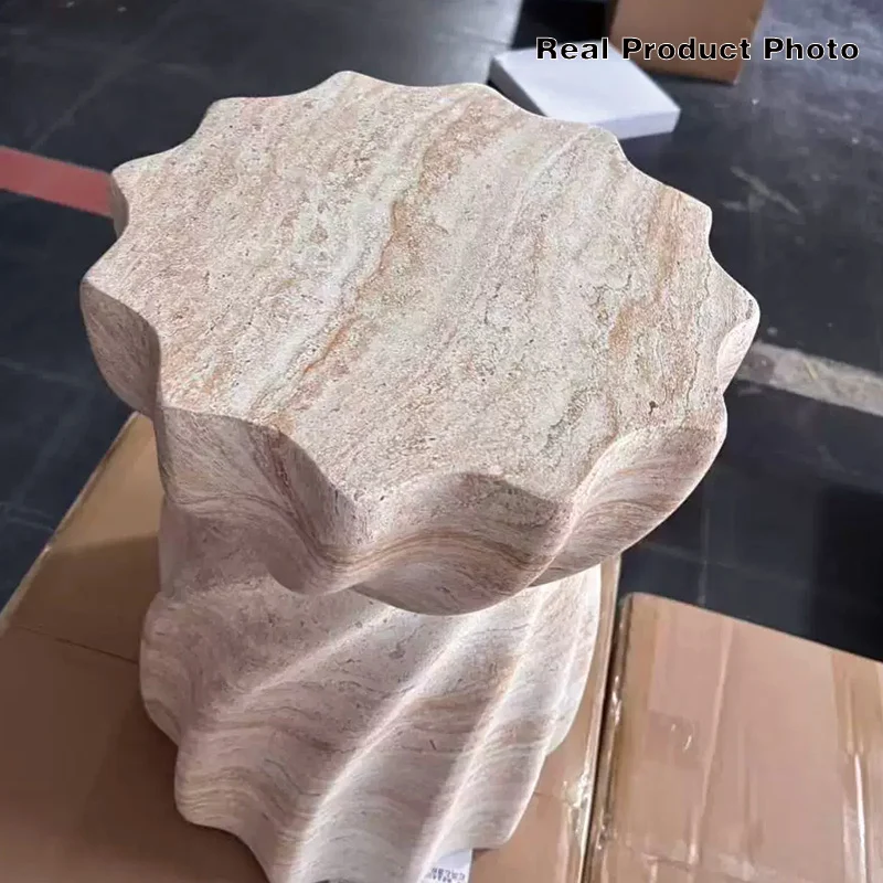 Modern Art Deco Magnesium Oxide Lotus Column End Table For Living Room And Bedroom