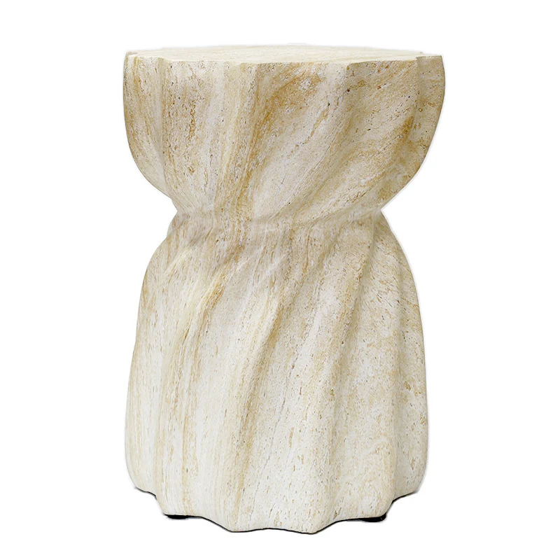 Modern Art Deco Magnesium Oxide Lotus Column End Table For Living Room And Bedroom