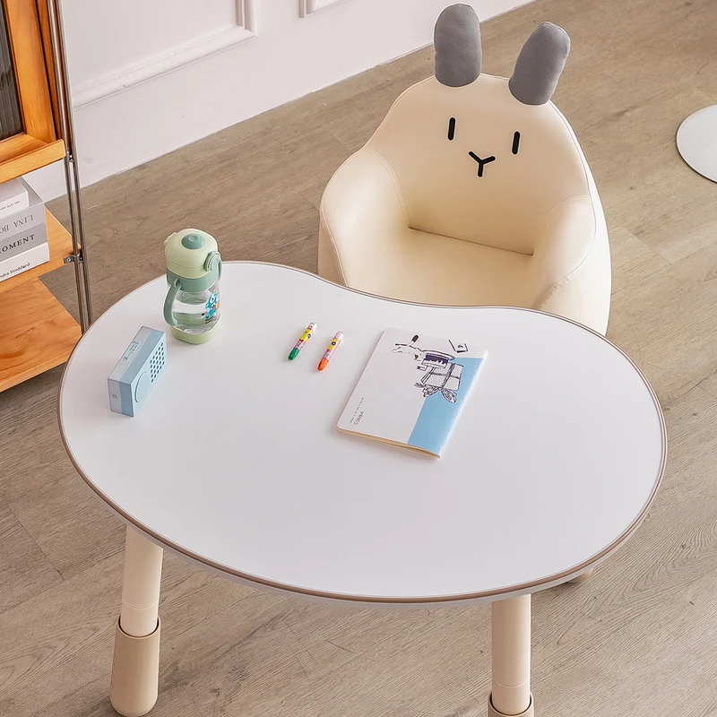 Modern Art Deco Wood Faux Leather Animal-Shaped Kids Chair With Backrest & Armrest For Bedroom & Living Room