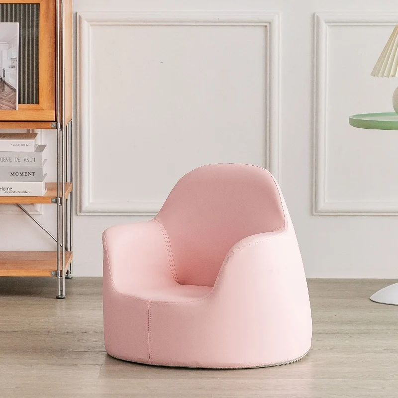Modern Art Deco Wood Faux Leather Animal-Shaped Kids Chair With Backrest & Armrest For Bedroom & Living Room
