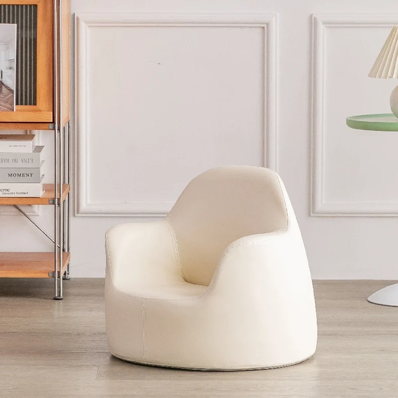 Modern Art Deco Wood Faux Leather Animal-Shaped Kids Chair With Backrest & Armrest For Bedroom & Living Room