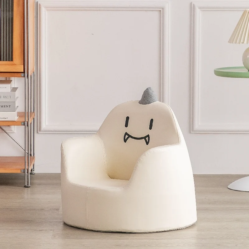 Modern Art Deco Wood Faux Leather Animal-Shaped Kids Chair With Backrest & Armrest For Bedroom & Living Room