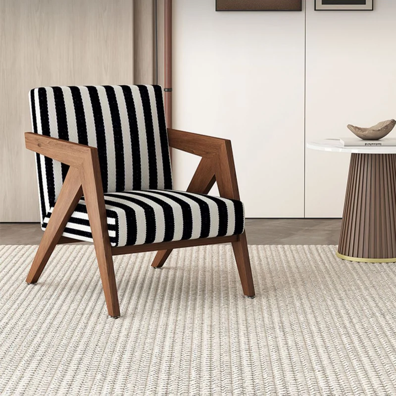 Traditional Chinese Rubber Wood Linen Fabric Velvet Square Accent Chair With Backrest Armrest For Living Room