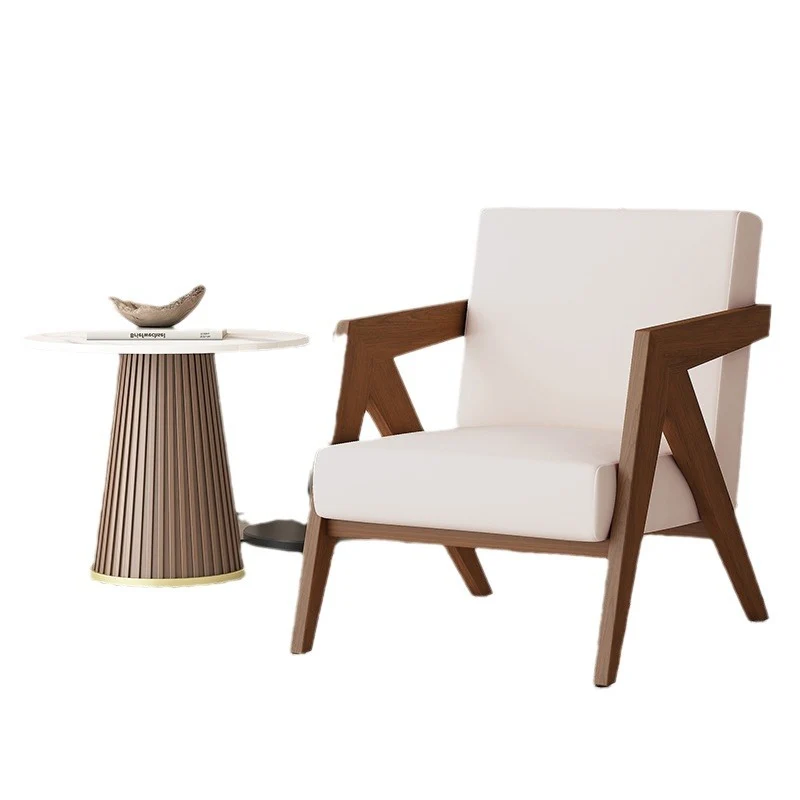 Traditional Chinese Rubber Wood Linen Fabric Velvet Square Accent Chair With Backrest Armrest For Living Room