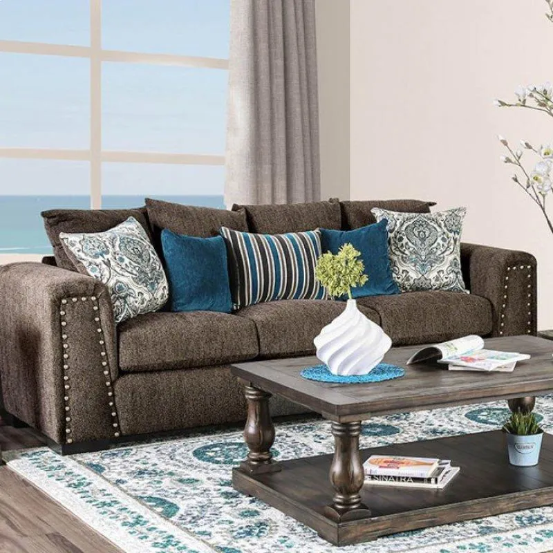 Furniture of America Pauline Stationary Fabric Sofa SM3076-SF