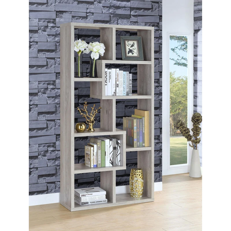 Coaster Furniture Theo 801137 71-inch 7-shelf Bookshelf - Grey Driftwood