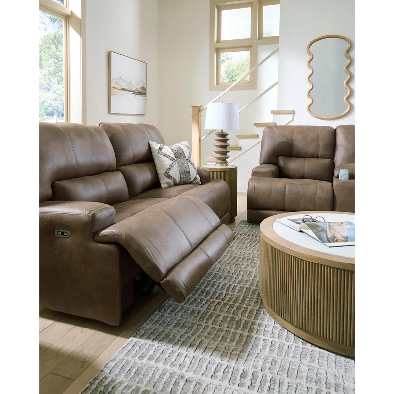 Signature Design by Ashley Beckley Place PC9180247 2 Seat Power Reclining Sofa with Adjustable Headrest