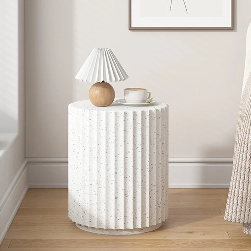 Contemporary Nordic Magnesium Oxide Cylindrical Side Table For Bedroom & Living Room