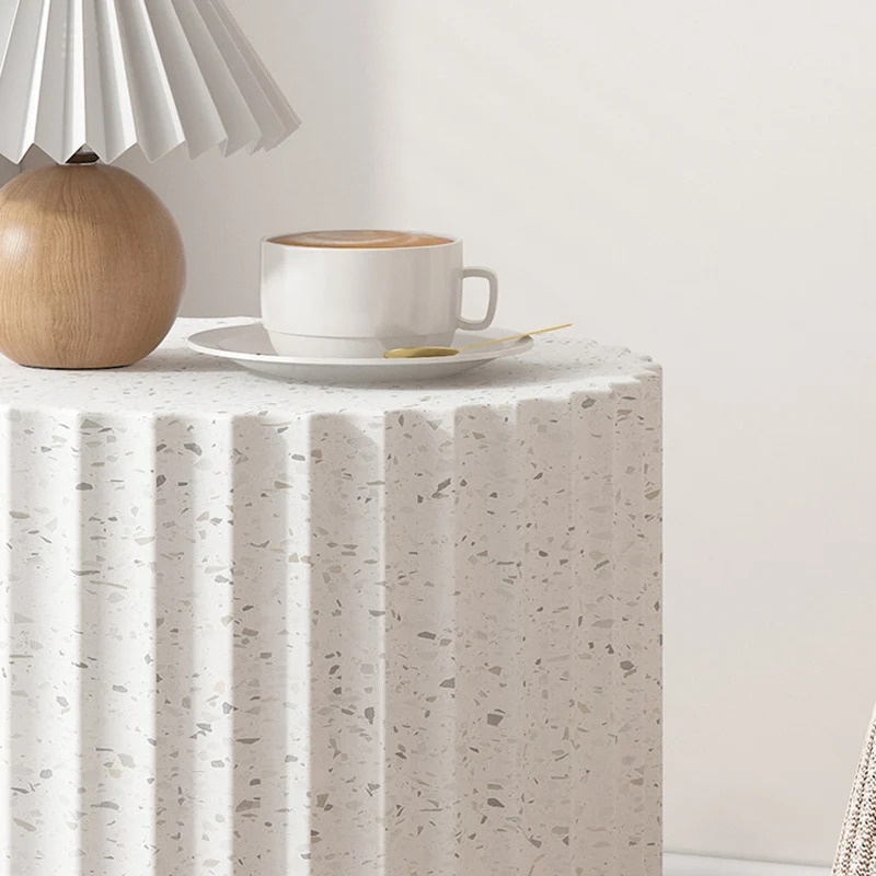Contemporary Nordic Magnesium Oxide Cylindrical Side Table For Bedroom & Living Room