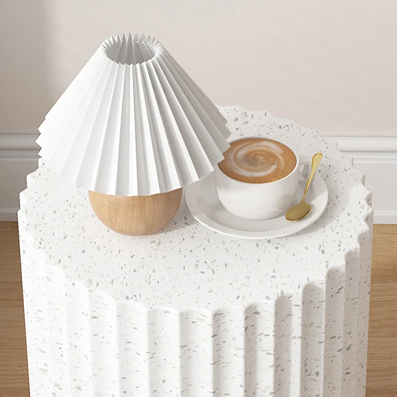 Contemporary Nordic Magnesium Oxide Cylindrical Side Table For Bedroom & Living Room