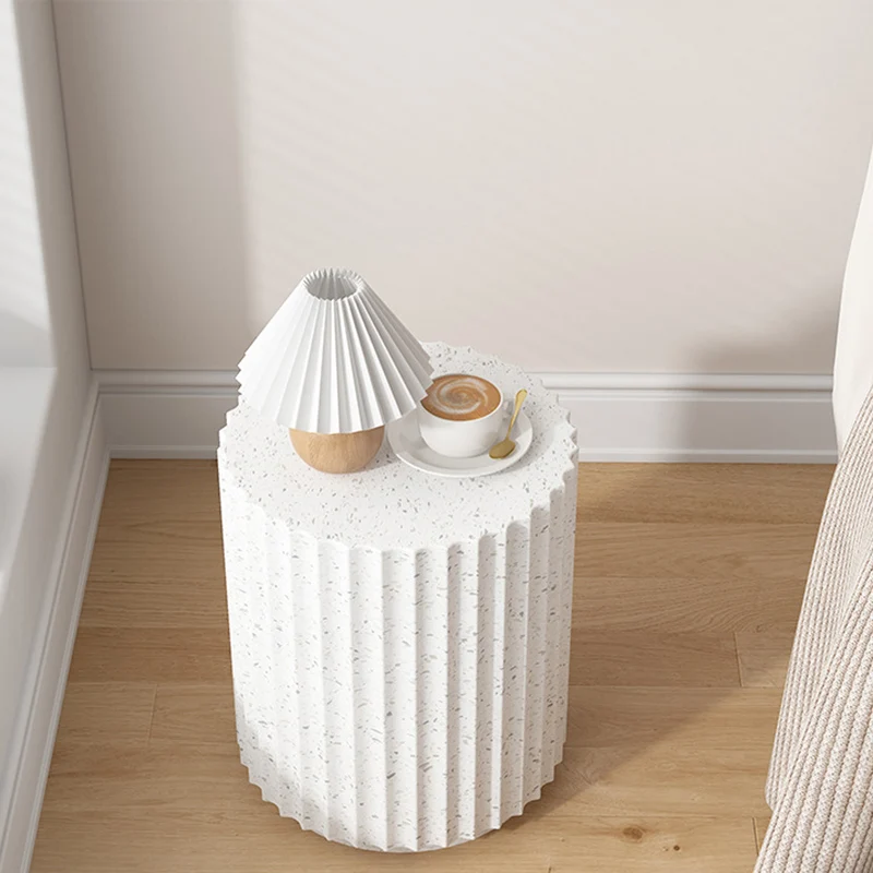 Contemporary Nordic Magnesium Oxide Cylindrical Side Table For Bedroom & Living Room