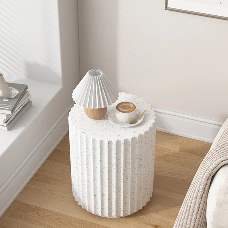 Contemporary Nordic Magnesium Oxide Cylindrical Side Table For Bedroom & Living Room