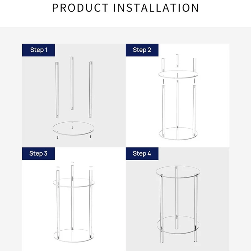 Modern Minimalist Acrylic Round Side Table With 2-Tier Storage For Bedroom & Living Room