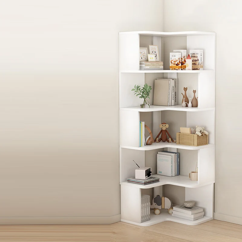 Contemporary Nordic Eco-Friendly Engineered Wood L-Shaped Corner Bookshelf With 4/5 Tiers For Home Office & Study