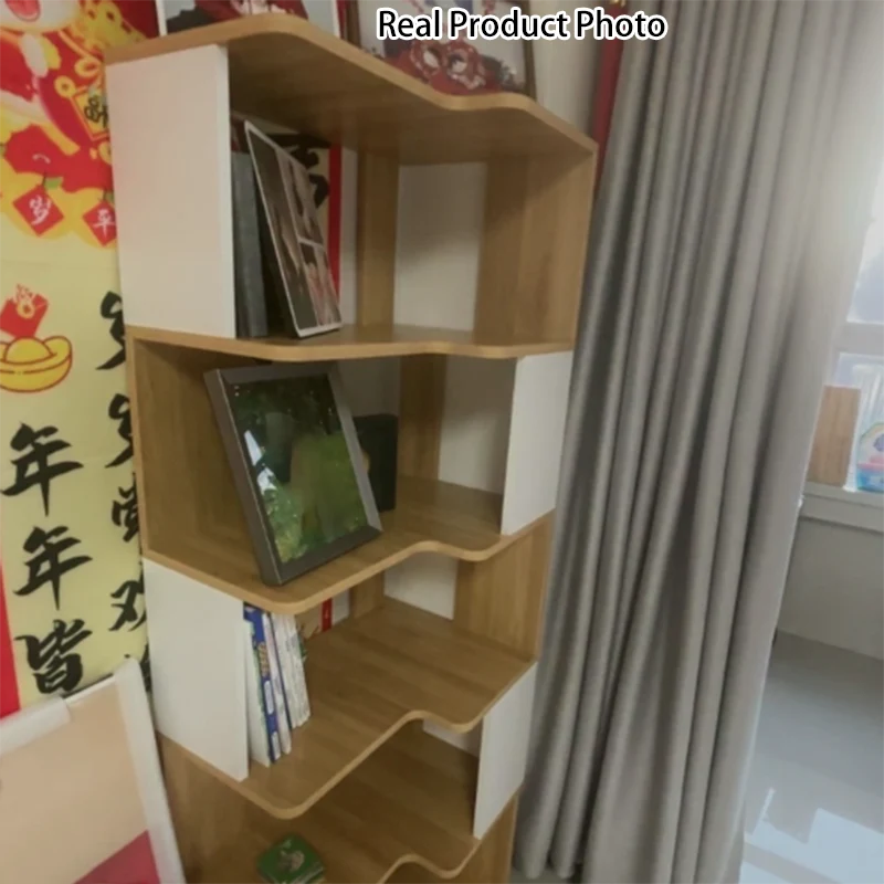 Contemporary Nordic Eco-Friendly Engineered Wood L-Shaped Corner Bookshelf With 4/5 Tiers For Home Office & Study
