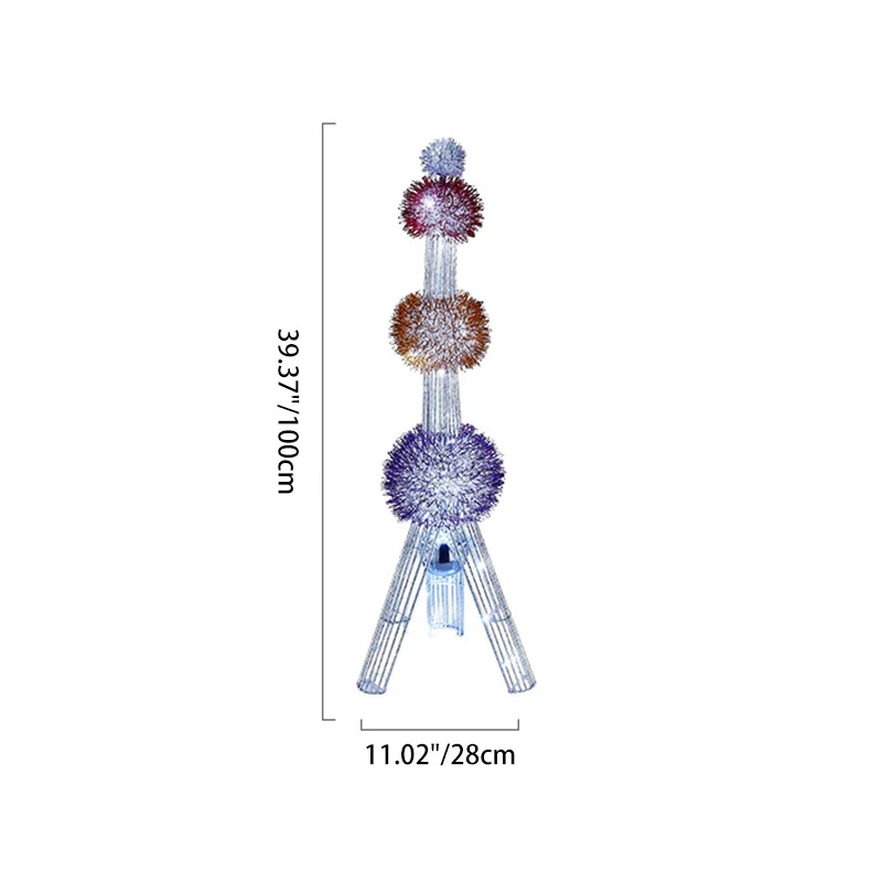 Contemporary Creative Weaving Aluminum Wire Tower & Floral Ball LED Standing Floor Lamp For Bedroom & Living Room