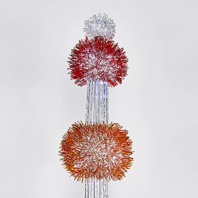 Contemporary Creative Weaving Aluminum Wire Tower & Floral Ball LED Standing Floor Lamp For Bedroom & Living Room