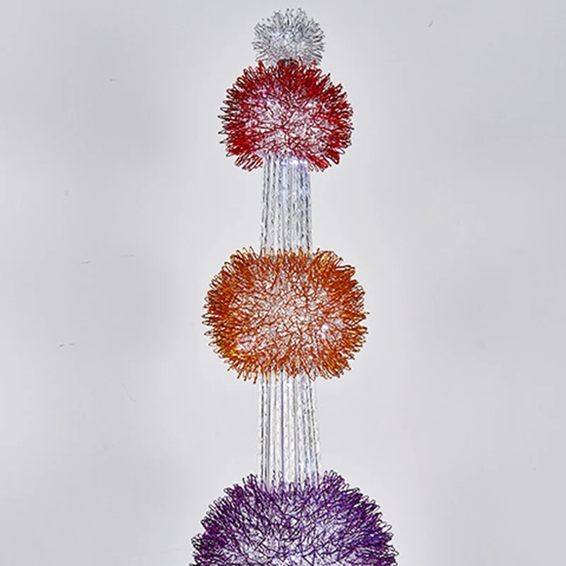 Contemporary Creative Weaving Aluminum Wire Tower & Floral Ball LED Standing Floor Lamp For Bedroom & Living Room