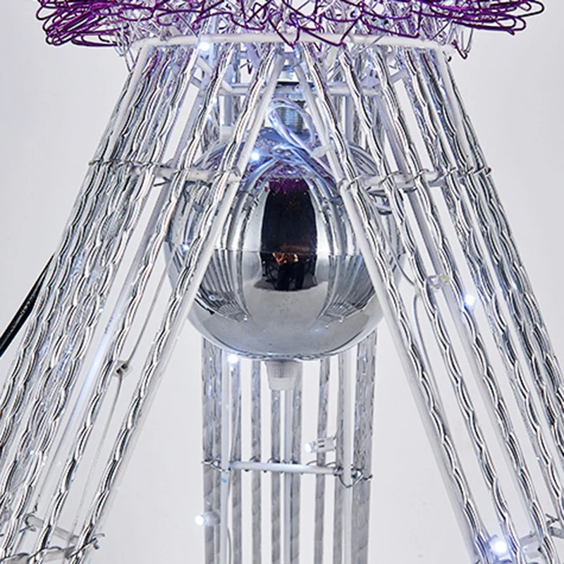 Contemporary Creative Weaving Aluminum Wire Tower & Floral Ball LED Standing Floor Lamp For Bedroom & Living Room