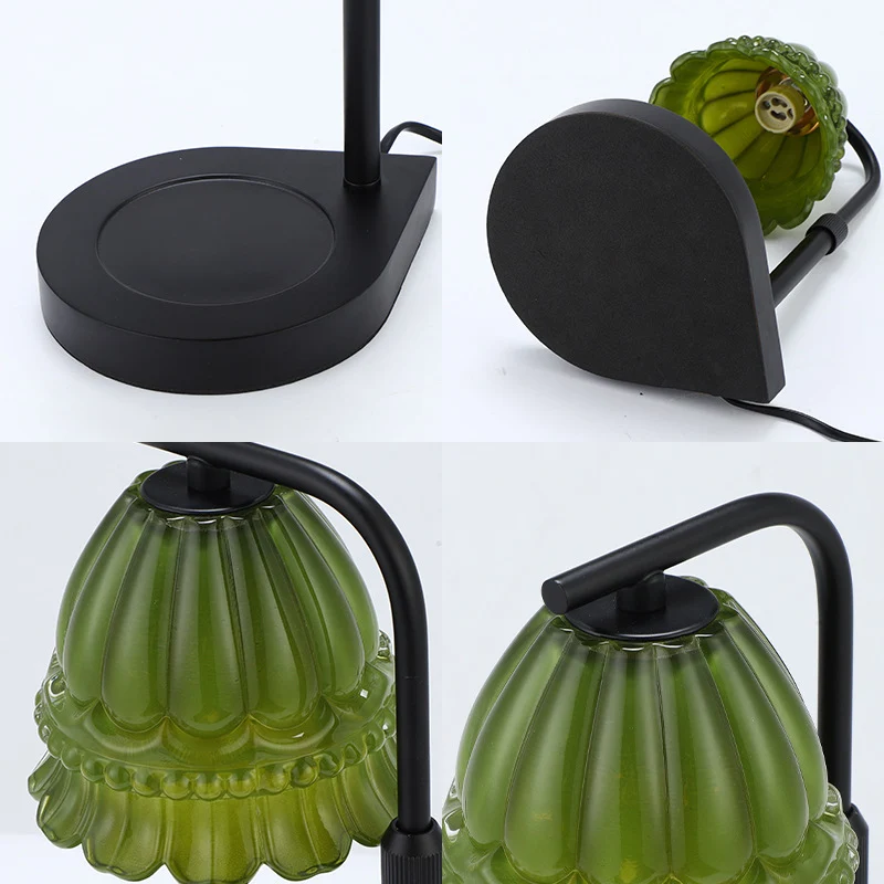 Modern Art Deco Flower Type Wooden Glass 1-Light Melting Wax Table Lamp For Bedroom