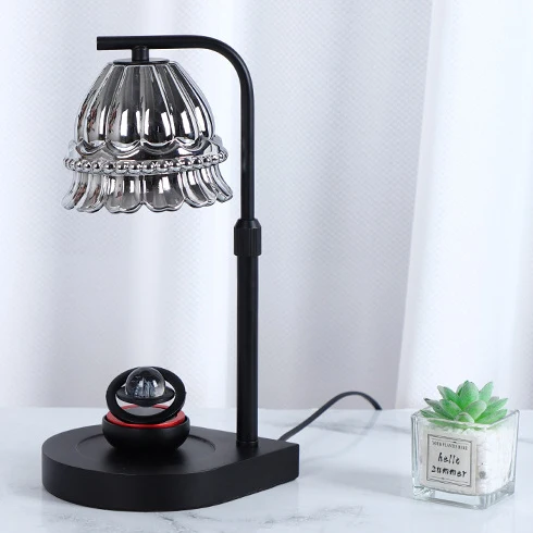 Modern Art Deco Flower Type Wooden Glass 1-Light Melting Wax Table Lamp For Bedroom