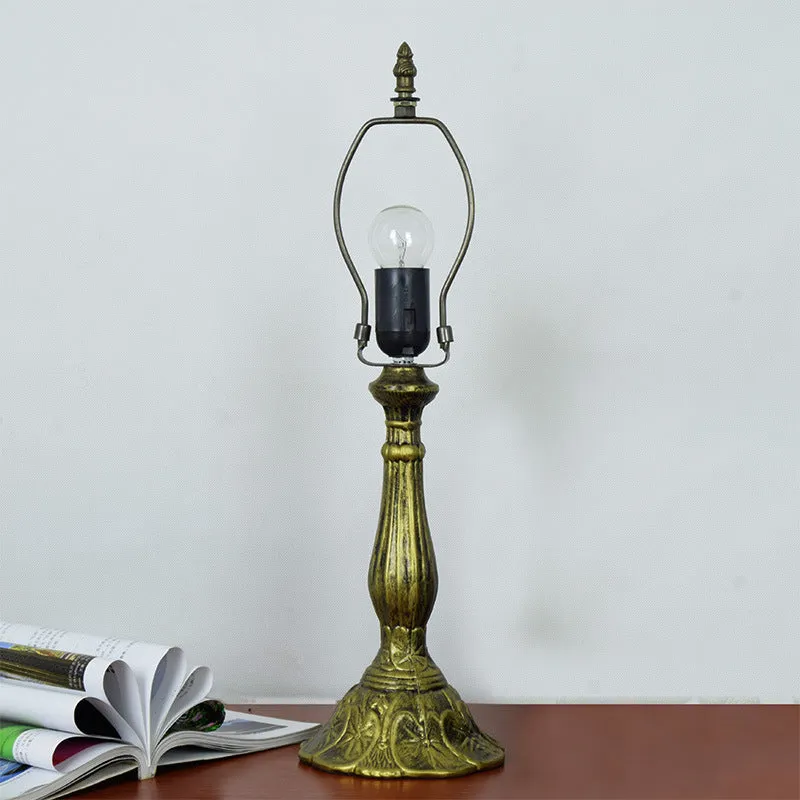 Traditional Tiffany Round Dome Lattice Aluminum Stained Glass 1-Light Table Lamp For Bedroom