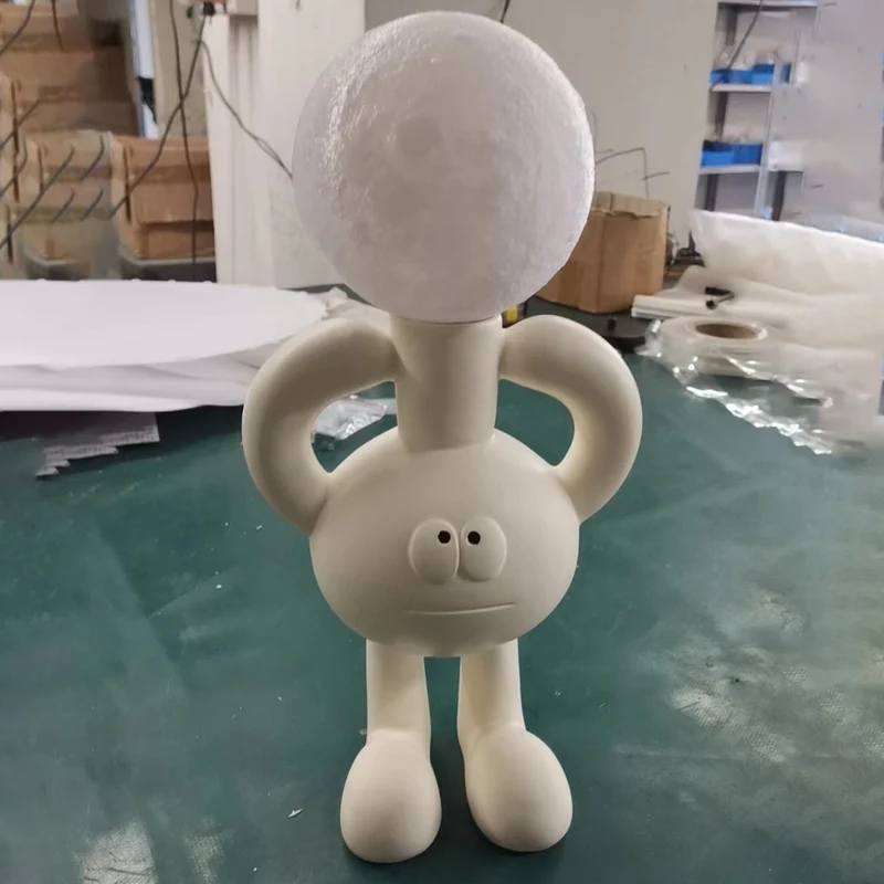 Contemporary Nordic Resin Glass Ball Cartoon Character 1-Light Table Lamp For Bedside