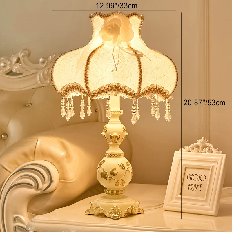 Traditional European Vase Base Resin Fabric 1-Light Table Lamp For Bedroom