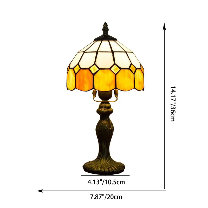 Traditional Tiffany Cylinder Half Globe Aluminum Glass 1-Light Table Lamp For Bedroom