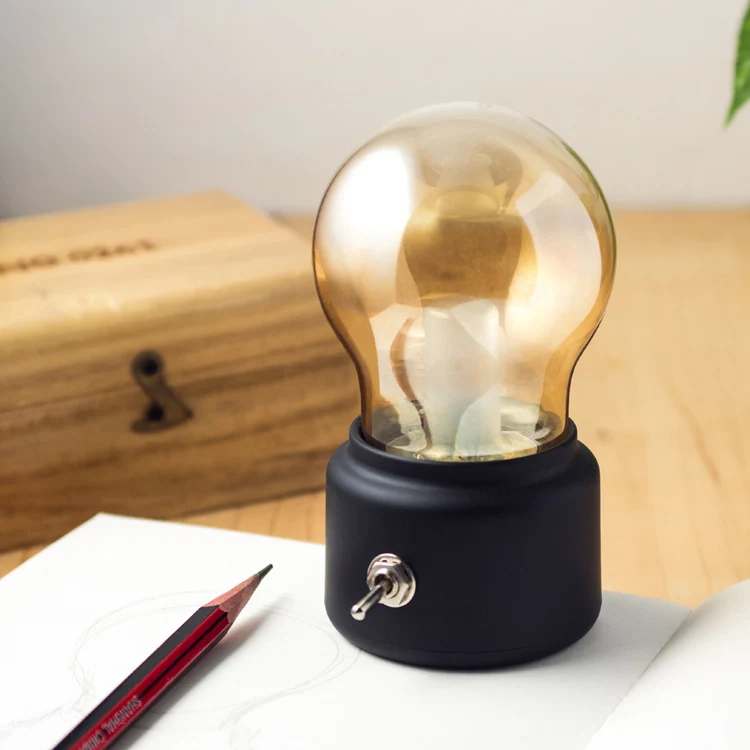Contemporary Retro Bulb Ball ABS USB Charging LED Table Lamp For Bedroom