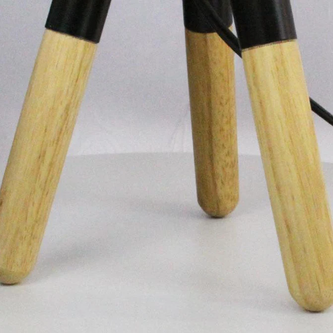 Contemporary Nordic Faux Rattan Ball Wood Metal Tripod 1-Light Table Lamp For Bedroom