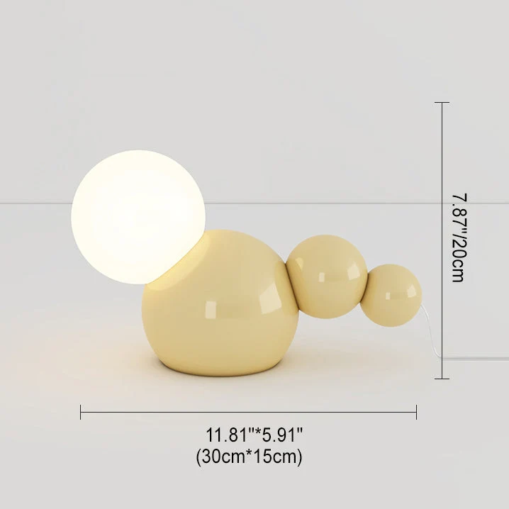 Contemporary Nordic Cream Geometric Iron Globe Ball Acrylic 1-Light Table Lamp For Home Office