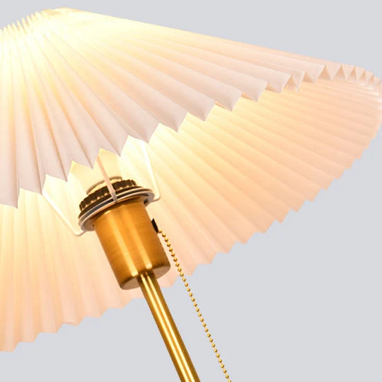 Traditional Japanese Plastic Pleated Conical Shade Marble Base 1-Light Standing Floor Lamp For Home Office