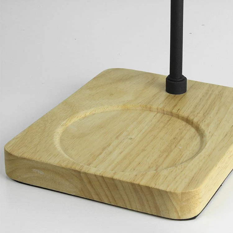 Contemporary Scandinavian Dome Shade Square Wood Base 1-Light Melting Wax Table Lamp For Bedroom