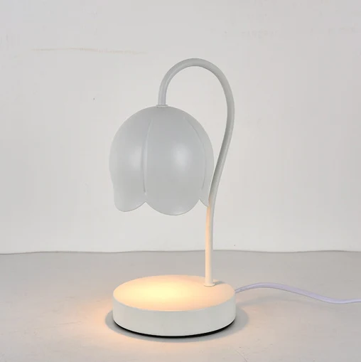 Contemporary Nordic Iron Glass Wood Flower 1-Light Melting Wax Table Lamp For Bedside