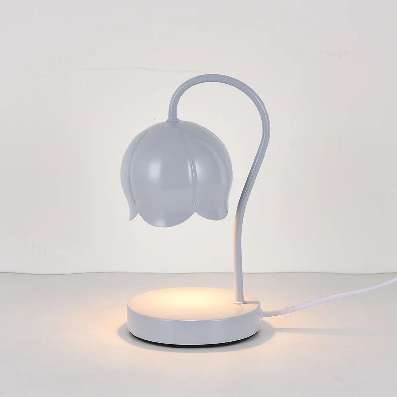 Contemporary Nordic Iron Glass Wood Flower 1-Light Melting Wax Table Lamp For Bedside